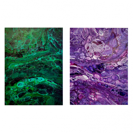 Diptych Fantasy in Purple and Green